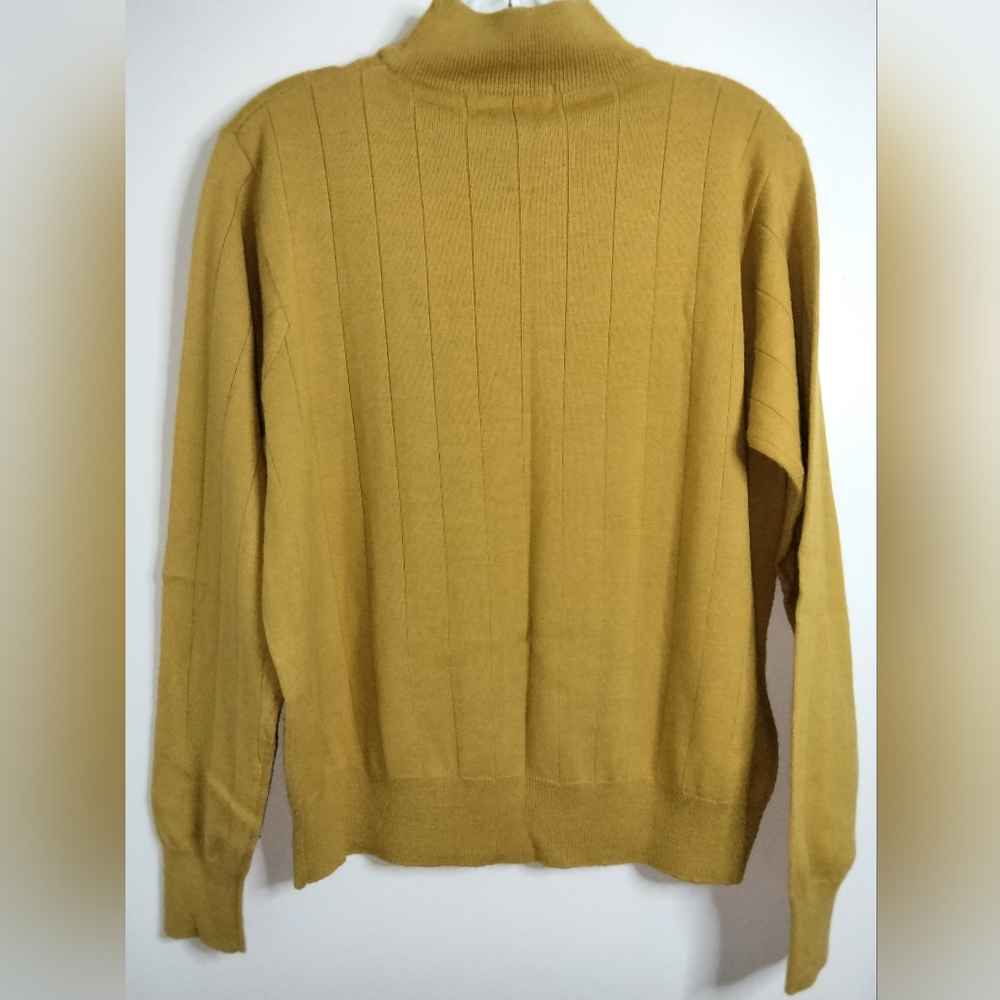 Jennifer Moore (Size XL) Vintage Mustard Yellow Wool Blend LS Striped Sweater - Picture 5 of 5